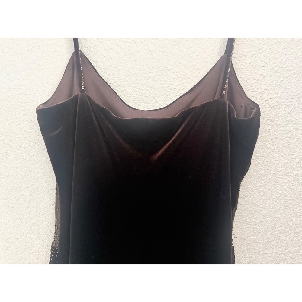 Y2K Cache Maxi Dress Brown Velvet Beaded Fairy Grunge Goth Witchy Sz 6 - Picture 7 of 15